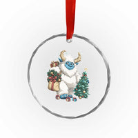 Funny Yule Yeti Crystal Glass Ornament Christmas Mythical Creature Winter Solstice TS11