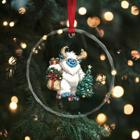 Funny Yule Yeti Crystal Glass Ornament Christmas Mythical Creature Winter Solstice TS11