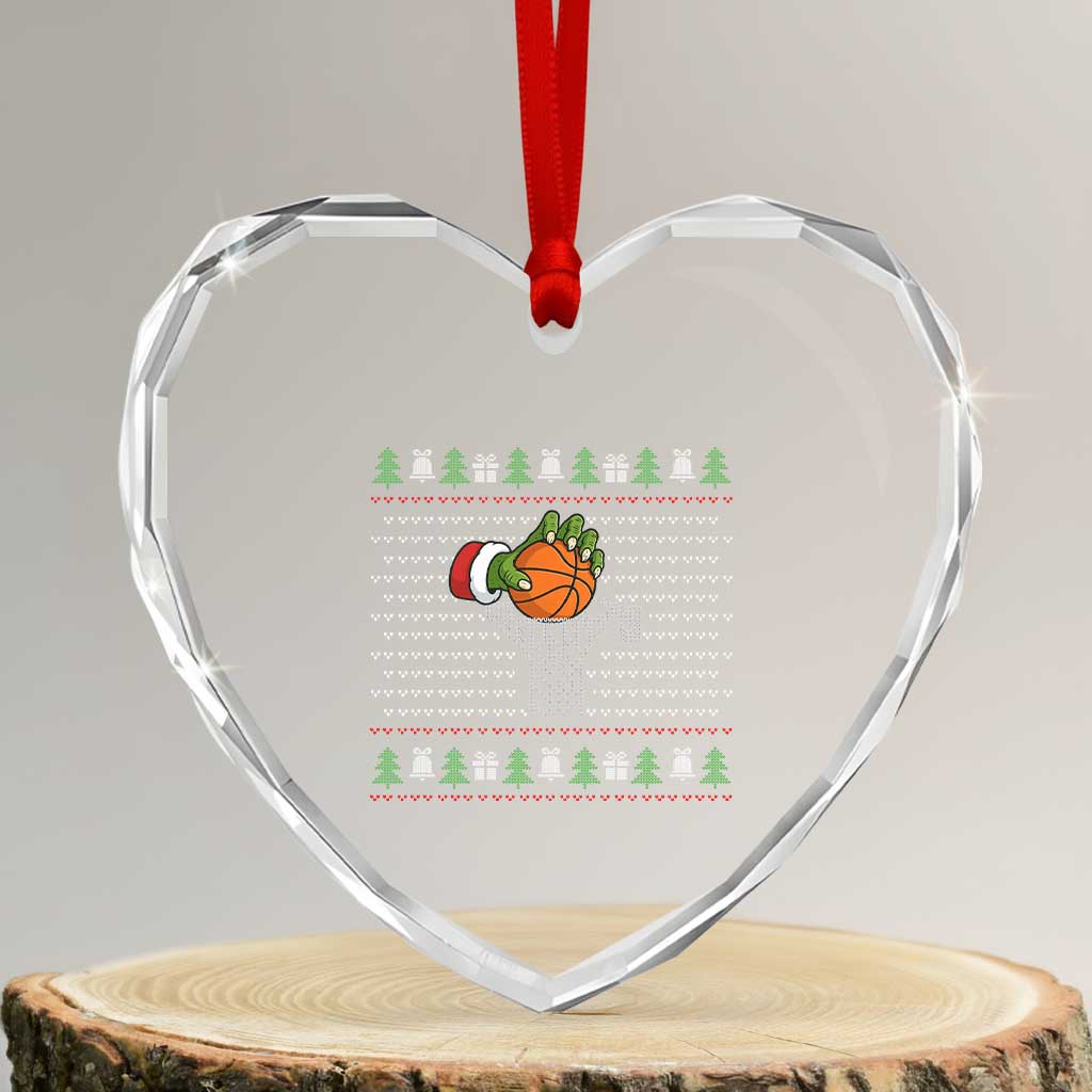 Funny Zombie Hand Basketball Xmas Gift Heart Crystal Glass Ornament - Wonder Print Shop