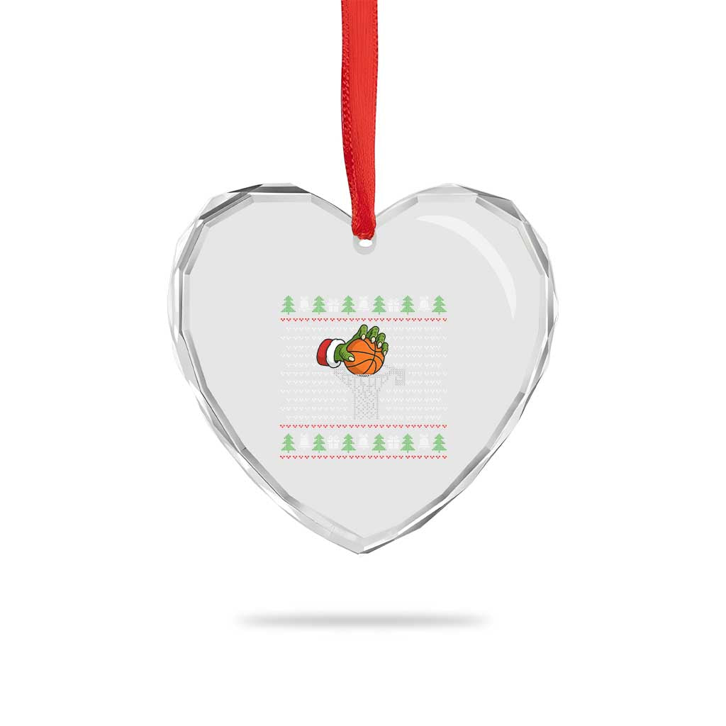 Funny Zombie Hand Basketball Xmas Gift Heart Crystal Glass Ornament - Wonder Print Shop