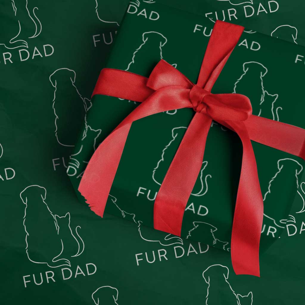 Fur Dad Wrapping Paper Roll Pet Lover Cat Dog Dad Funny Fathers Day - Wonder Print Shop