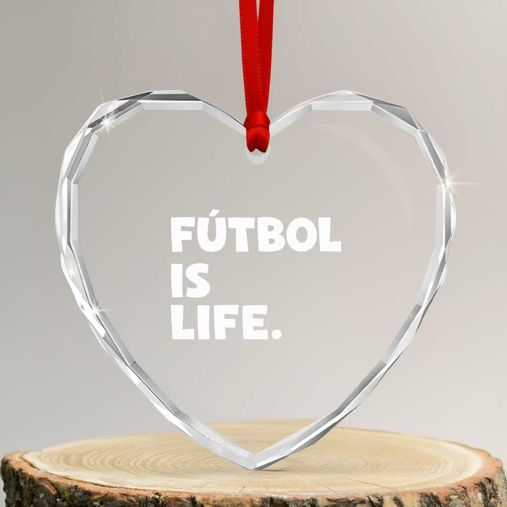 Futbol is Life Heart Crystal Glass Ornament Funny Soccer Gift For Football Players Fans
