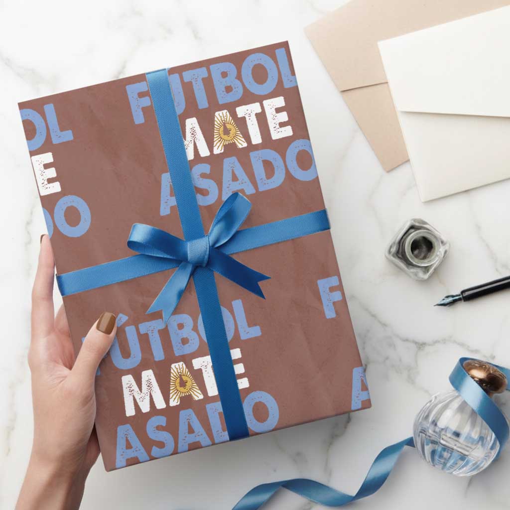 Futbol Mate Asado Argentina Soccer Fan Wrapping Paper Roll Argentinian Flag Pride Vintage Football Lovers