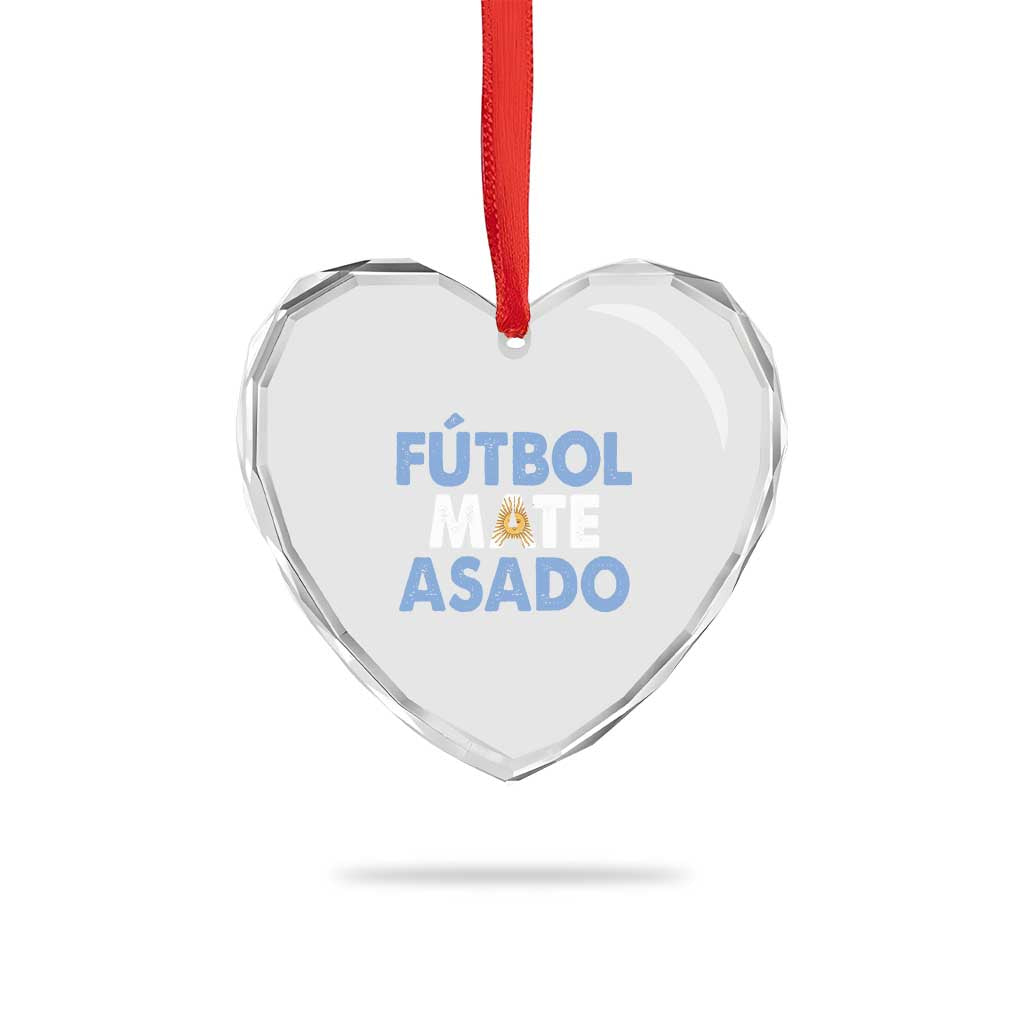 Futbol Mate Asado Argentina Soccer Fan Heart Crystal Glass Ornament Argentinian Flag Pride Vintage Football Lovers