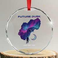 Future Dusk Lunar Orbit 2026 Crystal Glass Ornament Cosmic Nebula Astronaut n Satellite Space Exploration