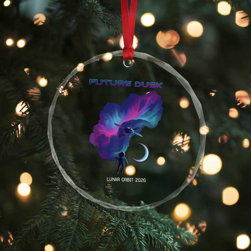 Future Dusk Lunar Orbit 2026 Crystal Glass Ornament Cosmic Nebula Astronaut n Satellite Space Exploration