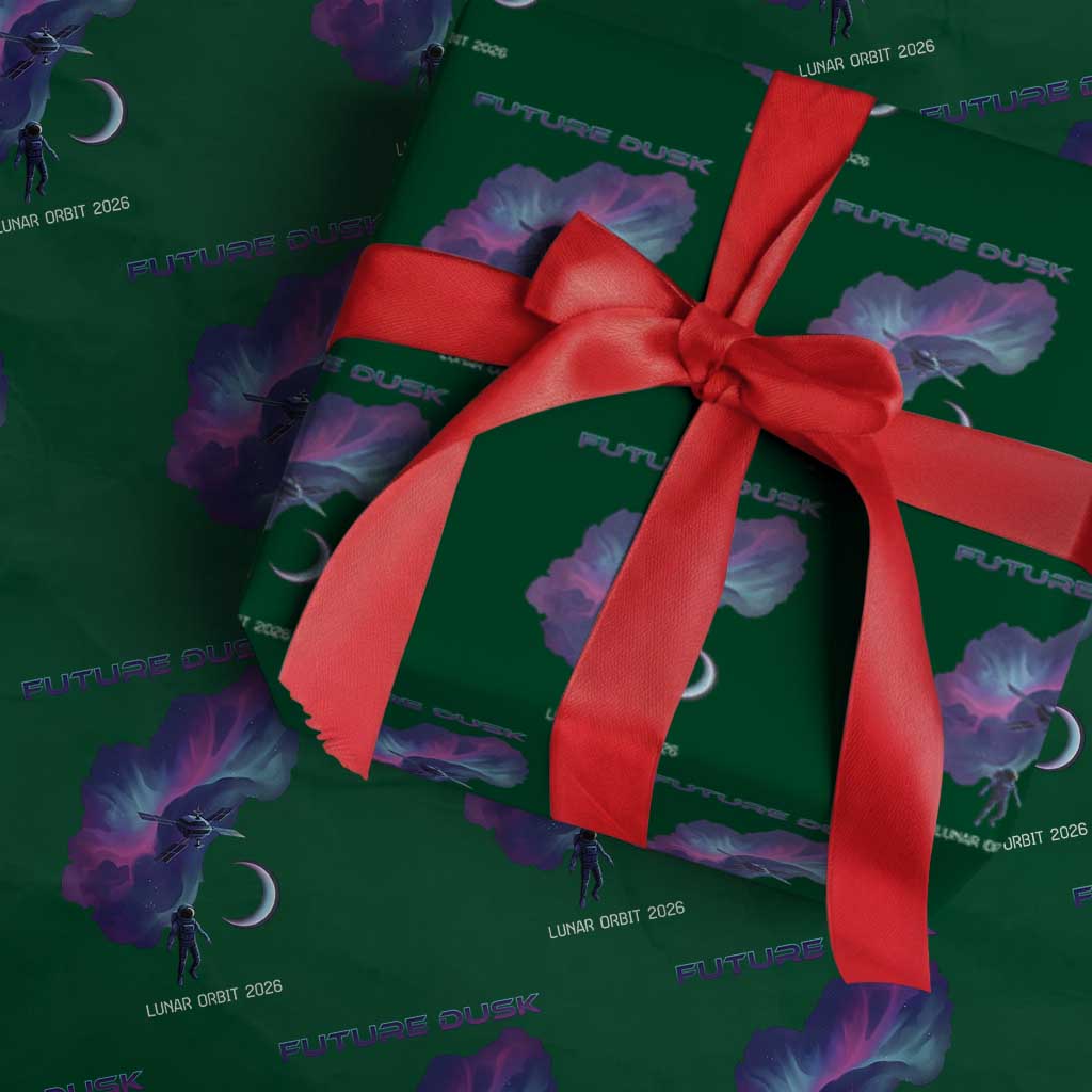 Future Dusk Lunar Orbit 2026 Wrapping Paper Roll Cosmic Nebula Astronaut n Satellite Space Exploration