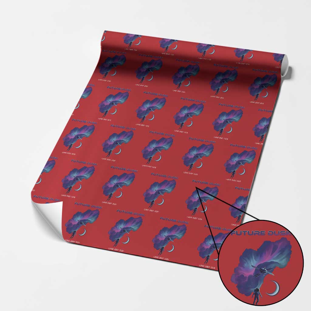 Future Dusk Lunar Orbit 2026 Wrapping Paper Roll Cosmic Nebula Astronaut n Satellite Space Exploration