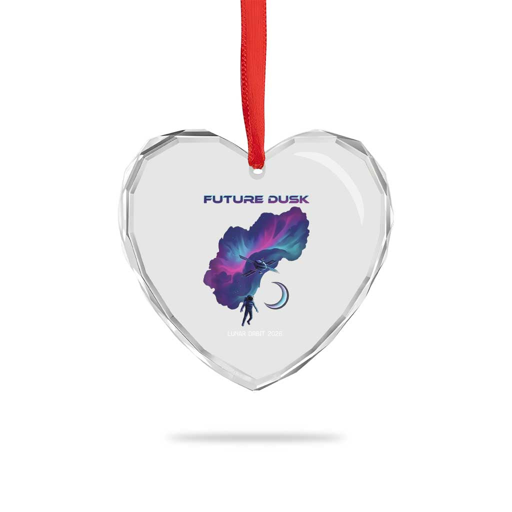 Future Dusk Lunar Orbit 2026 Heart Crystal Glass Ornament Cosmic Nebula Astronaut n Satellite Space Exploration