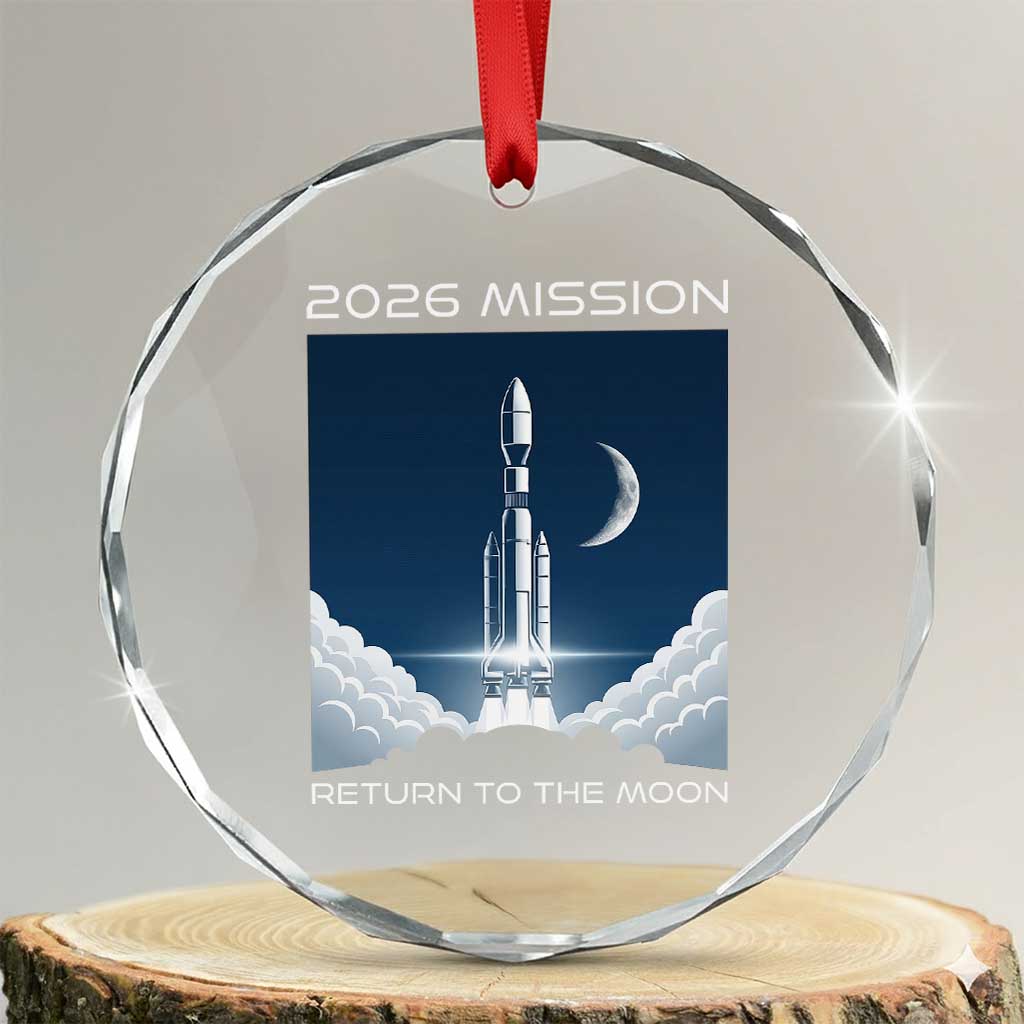 Future Lunar Mission 2026 Crystal Glass Ornament Rocket Launch Lunar Orbit Space Exploration