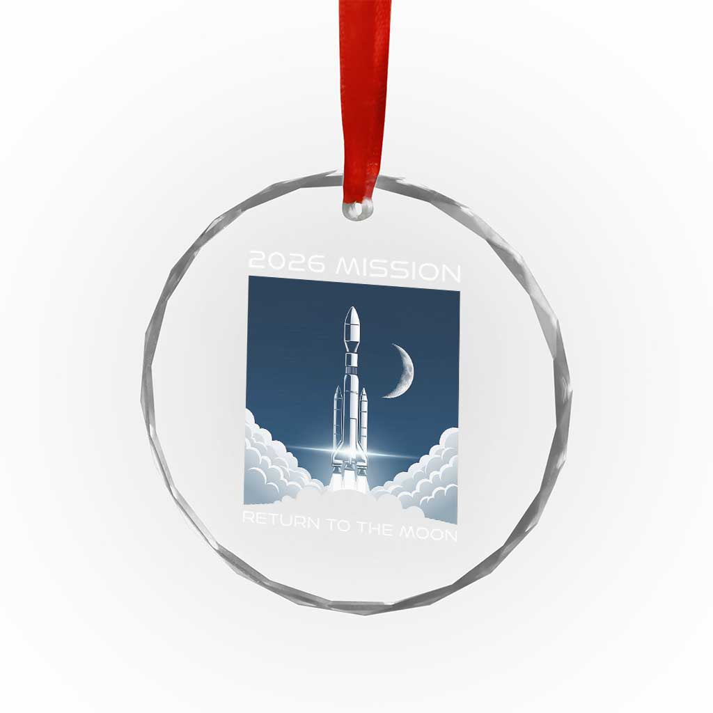 Future Lunar Mission 2026 Crystal Glass Ornament Rocket Launch Lunar Orbit Space Exploration