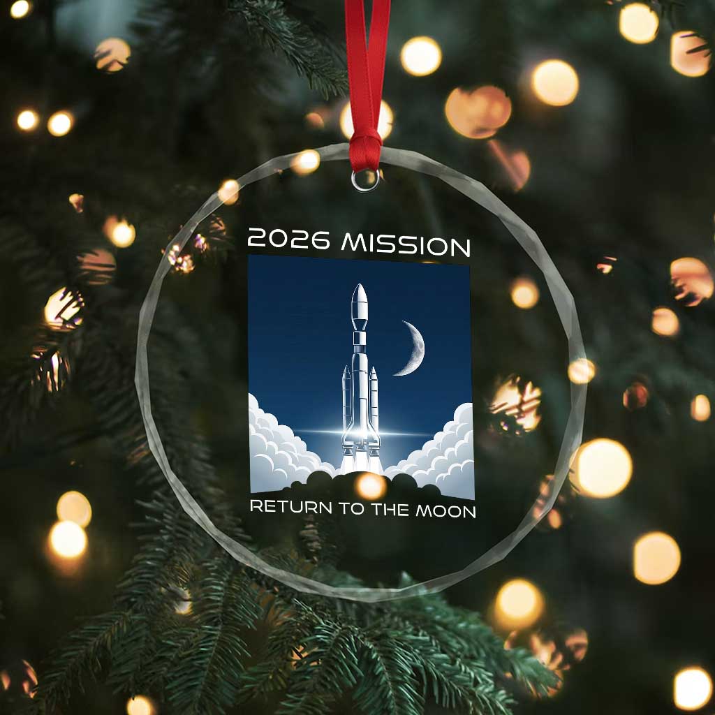 Future Lunar Mission 2026 Crystal Glass Ornament Rocket Launch Lunar Orbit Space Exploration