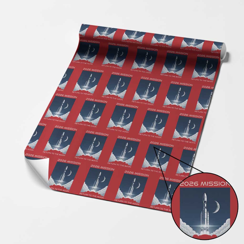 Future Lunar Mission 2026 Wrapping Paper Roll Rocket Launch Lunar Orbit Space Exploration