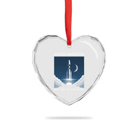 Future Lunar Mission 2026 Heart Crystal Glass Ornament Rocket Launch Lunar Orbit Space Exploration