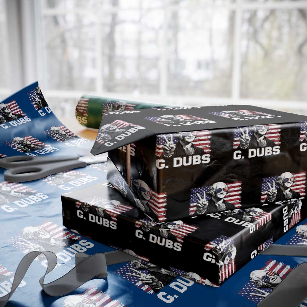 G Dubs George Washington Funny 4th Of July Wrapping Paper Roll Vintage American Flag