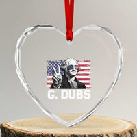 G Dubs George Washington Funny 4th Of July Heart Crystal Glass Ornament Vintage American Flag