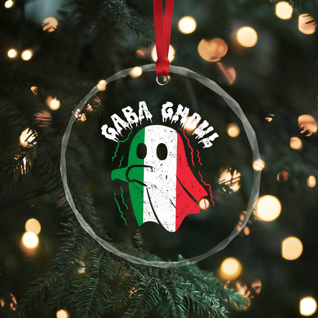 Gabagool Ghost Italian Crystal Glass Ornament Funny Halloween Costume Gaba Ghoul Pun - Wonder Print Shop
