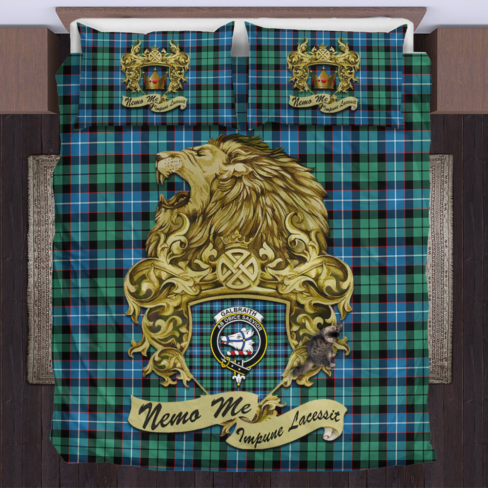 galbraith-ancient-tartan-bedding-set-motto-nemo-me-impune-lacessit-with-vintage-lion-family-crest-tartan-plaid-duvet-cover-scottish-tartan-plaid-comforter-vintage-style