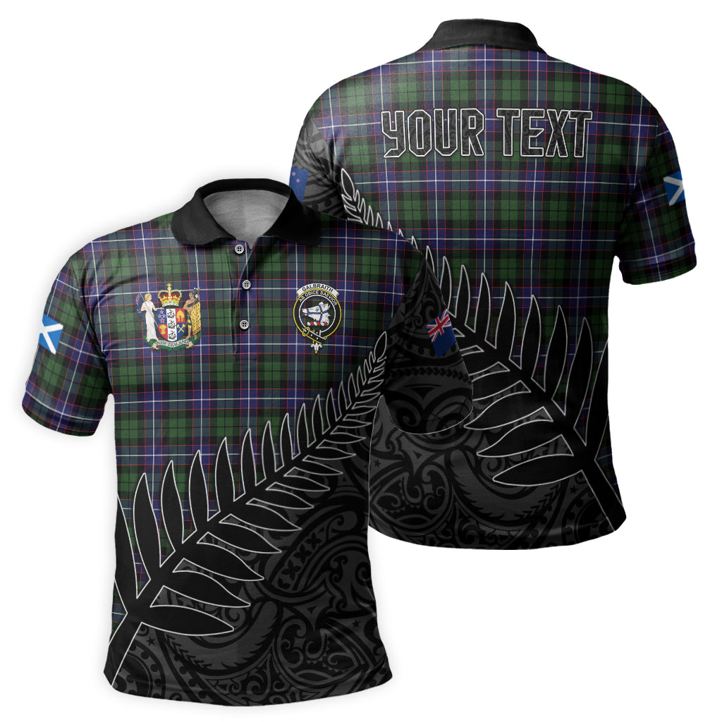 galbraith-modern-tartan-family-crest-golf-shirt-with-fern-leaves-and-coat-of-arm-of-new-zealand-personalized-your-name-scottish-tatan-polo-shirt