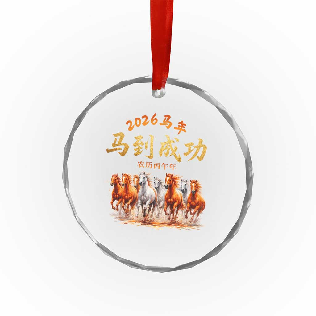 Gallop Of The 8 Horses Crystal Glass Ornament Chinese New Year 2026 Year of The Horse