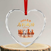 Gallop Of The 8 Horses Heart Crystal Glass Ornament Chinese New Year 2026 Year of The Horse
