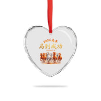Gallop Of The 8 Horses Heart Crystal Glass Ornament Chinese New Year 2026 Year of The Horse