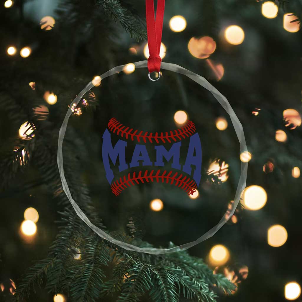 Game Day Baseball Mama Crystal Glass Ornament Proud Mom Gift