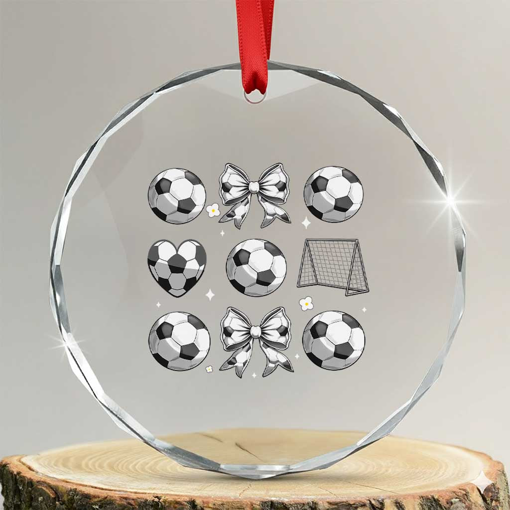 Game Day Coquette Aesthetic Crystal Glass Ornament Soccer Mom Gifts