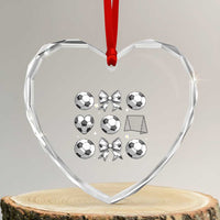Game Day Coquette Aesthetic Heart Crystal Glass Ornament Soccer Mom Gifts