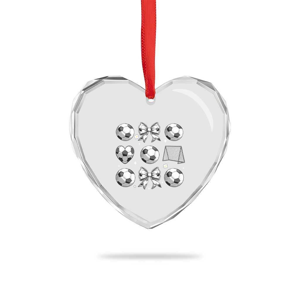Game Day Coquette Aesthetic Heart Crystal Glass Ornament Soccer Mom Gifts