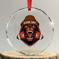 Game Day Fierce Bear Biting Ball Crystal Glass Ornament Football Player Gift - Wonder Print Shop