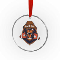 Game Day Fierce Bear Biting Ball Crystal Glass Ornament Football Player Gift - Wonder Print Shop