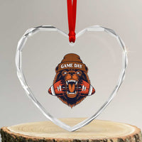 Game Day Fierce Bear Biting Ball Heart Crystal Glass Ornament Football Player Gift - Wonder Print Shop