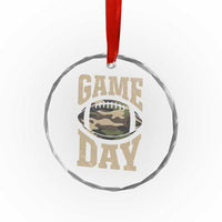 Game Day Football Crystal Glass Ornament Funny Sunday Retro Camo Camouflage - Wonder Print Shop