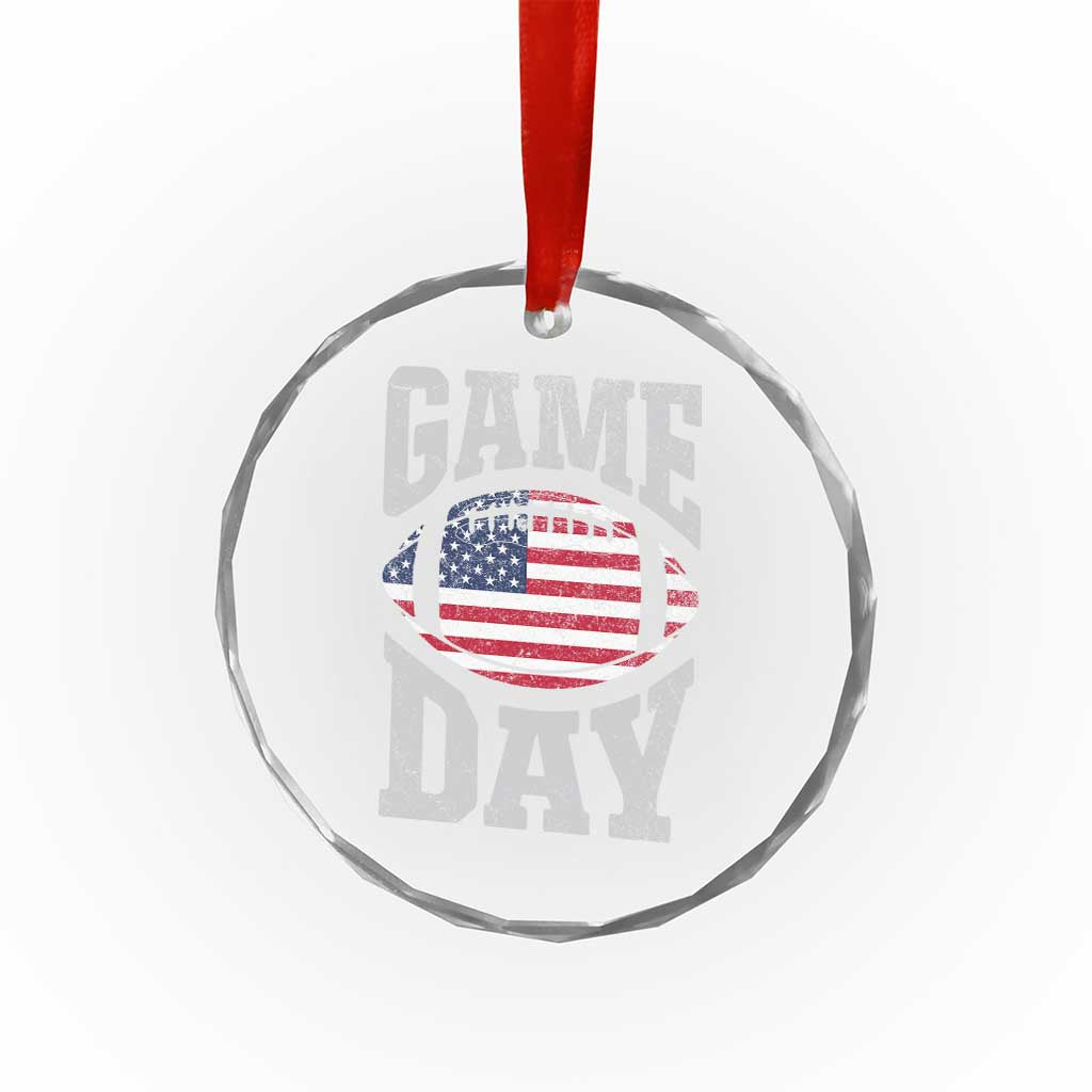 Game Day Football Crystal Glass Ornament Funny Sunday Retro Patriotic American Flag - Wonder Print Shop