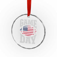 Game Day Football Crystal Glass Ornament Funny Sunday Retro Patriotic American Flag - Wonder Print Shop