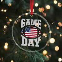 Game Day Football Crystal Glass Ornament Funny Sunday Retro Patriotic American Flag - Wonder Print Shop