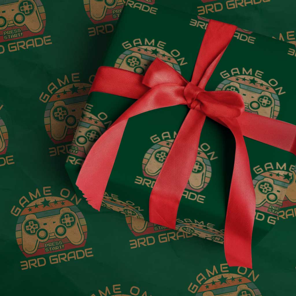 Game On First Day of 3rd Grade Wrapping Paper Roll Funny Gamer Back to School Kids Gift