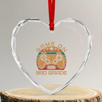 Game On First Day of 3rd Grade Heart Crystal Glass Ornament Funny Gamer Back to School Kids Gift