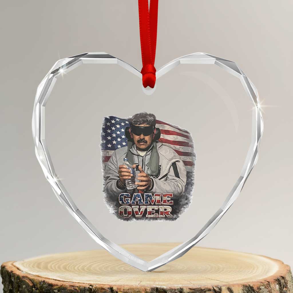 Game Over Maduro Dictator Heart Crystal Glass Ornament Political Justice American Flag Politics Satire - Wonder Print Shop