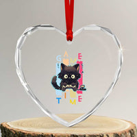 Game Time Heart Crystal Glass Ornament Cute Black Cat Gamer Lover Gift - Wonder Print Shop
