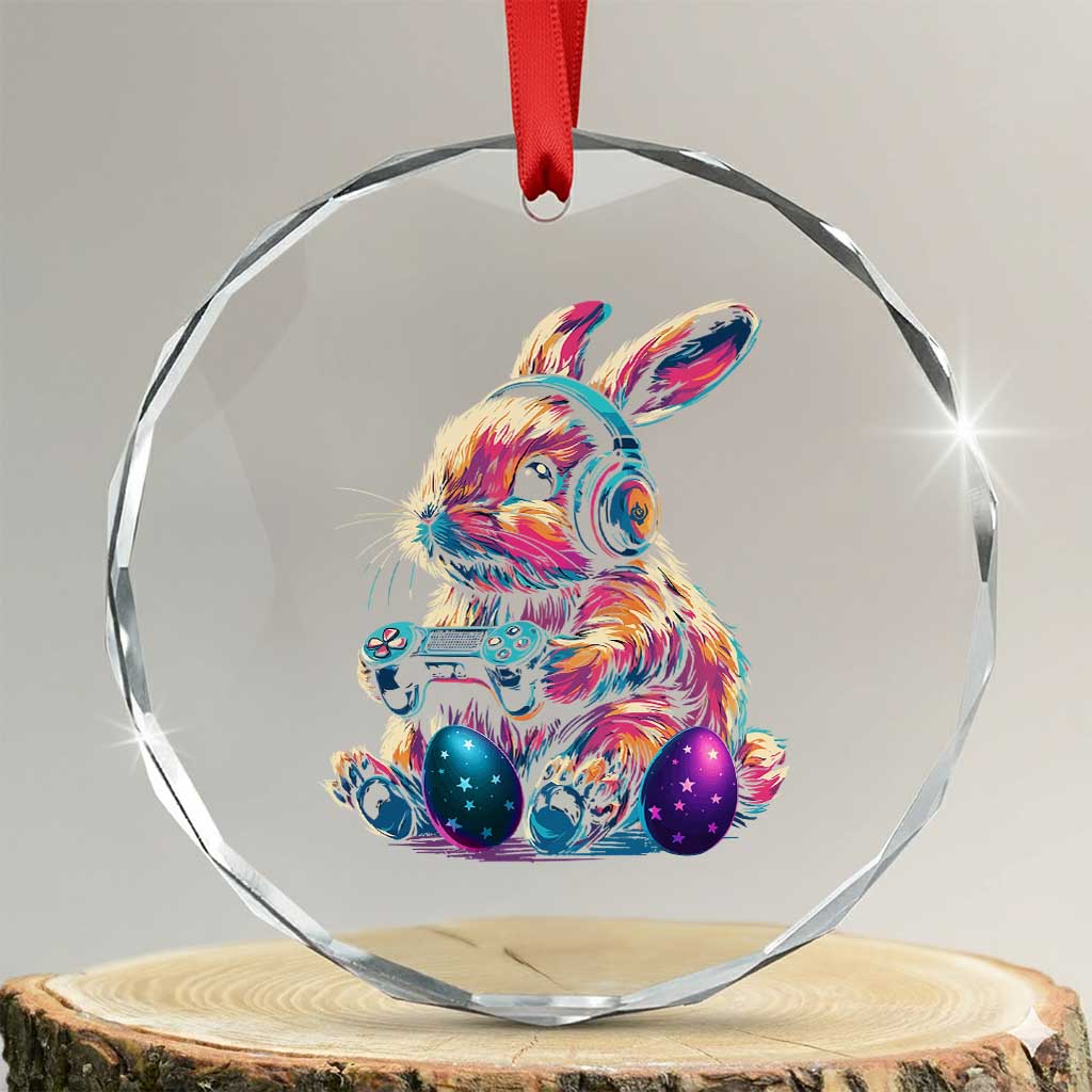 Gamer Rabbit Crystal Glass Ornament Cute Bunny Gaming Eggs Funny Video Games Easter - Wonder Print Shop