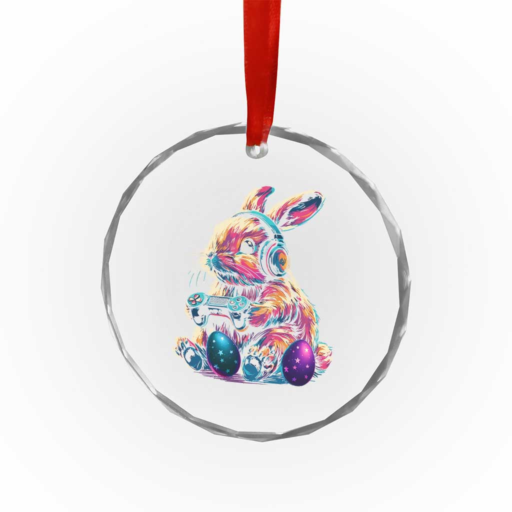 Gamer Rabbit Crystal Glass Ornament Cute Bunny Gaming Eggs Funny Video Games Easter - Wonder Print Shop