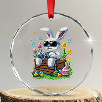 Gamer Rabbit Crystal Glass Ornament Cute Bunny Gaming Eggs Video Games Easter Pixel Garden - Wonder Print Shop
