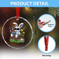 Gamer Rabbit Crystal Glass Ornament Cute Bunny Gaming Eggs Video Games Easter Pixel Garden - Wonder Print Shop