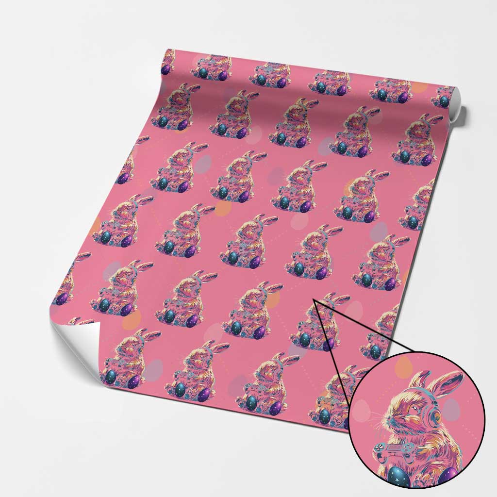 Gamer Rabbit Wrapping Paper Roll Cute Bunny Gaming Eggs Funny Video Games Easter