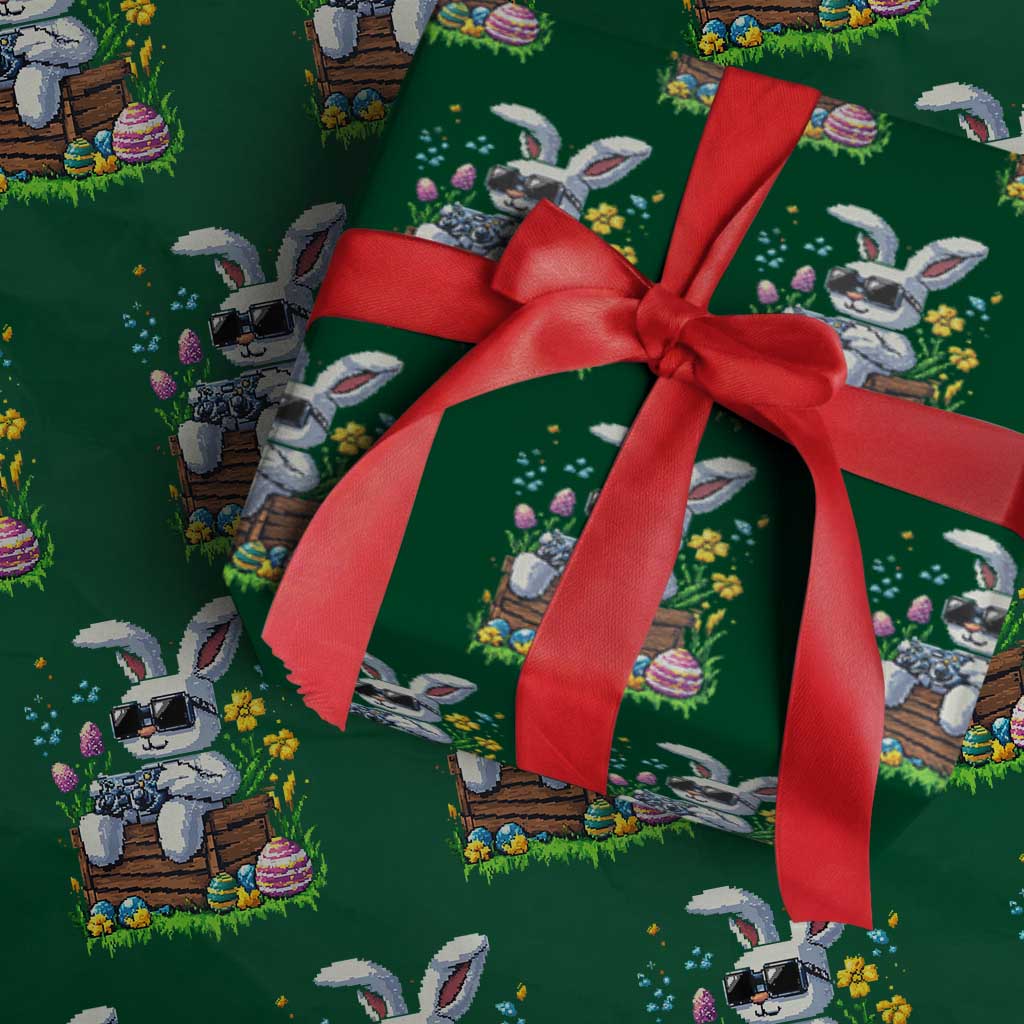 Gamer Rabbit Wrapping Paper Roll Cute Bunny Gaming Eggs Video Games Easter Pixel Garden - Wonder Print Shop