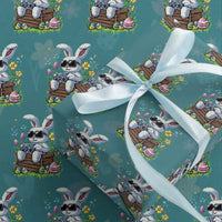 Gamer Rabbit Wrapping Paper Roll Cute Bunny Gaming Eggs Video Games Easter Pixel Garden