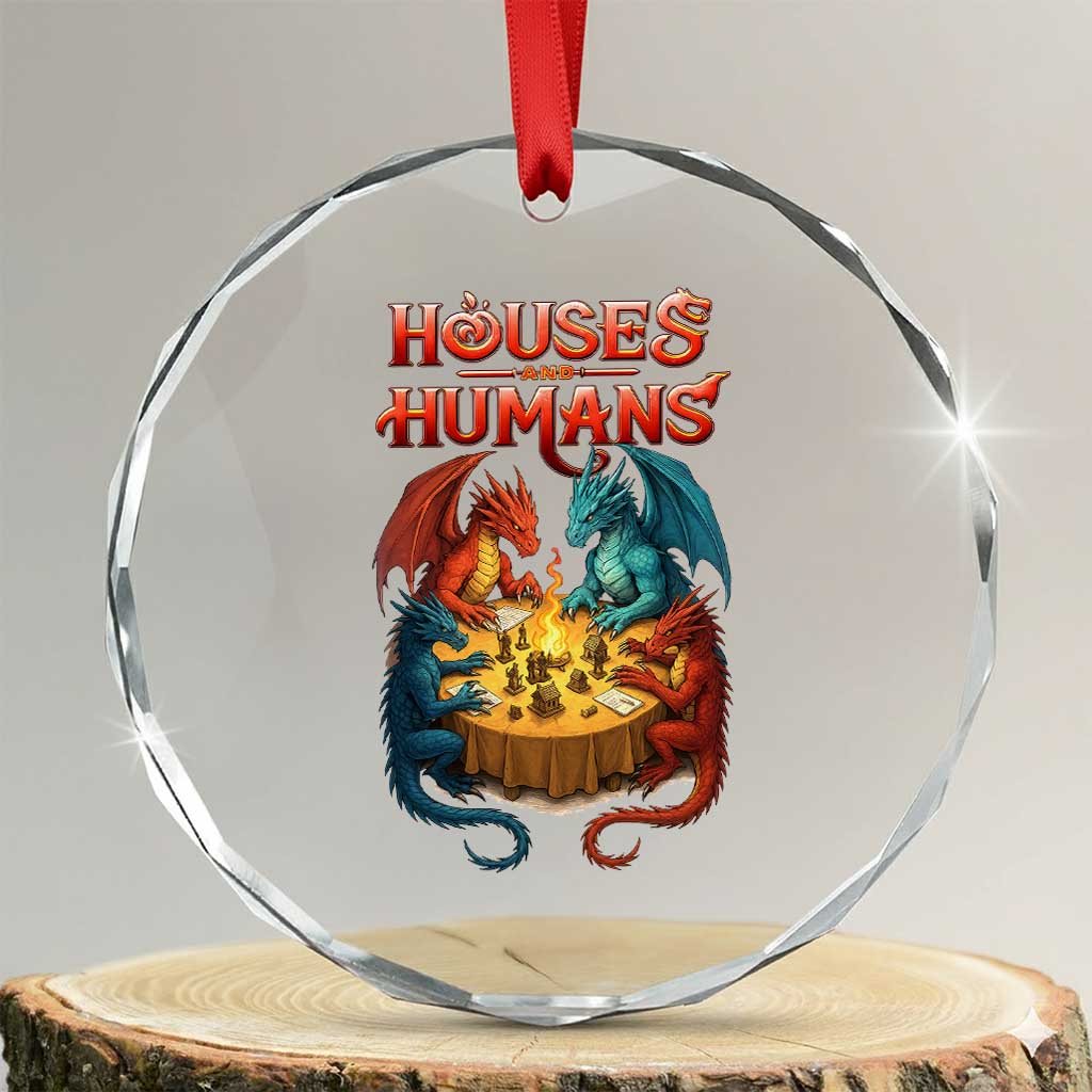 Gaming Houses and Humans Crystal Glass Ornament Funny Rpg Parody Gamer - Wonder Print Shop