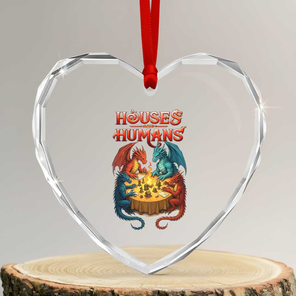 Gaming Houses and Humans Heart Crystal Glass Ornament Funny Rpg Parody Gamer - Wonder Print Shop